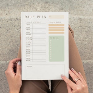 Modern Minimalist Daily Planner, Printable Planner, Undated Planner, Daily Schedule and Goal Planner