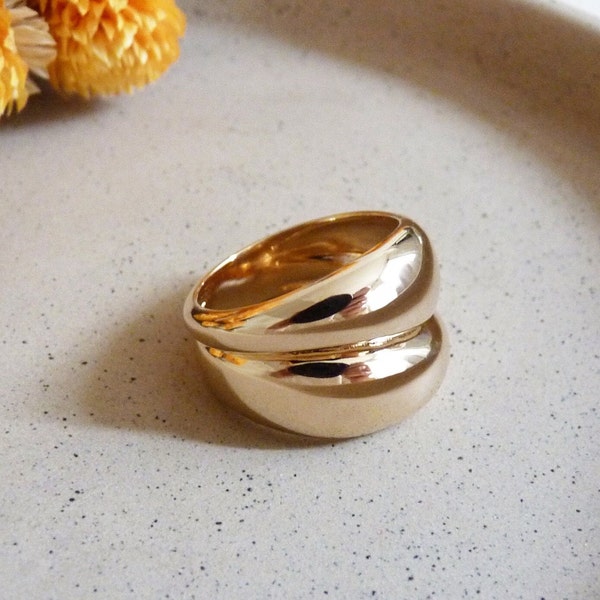 Dubbele Dome Ring • Verguld