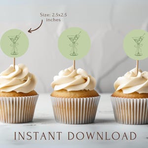 Martini Themed Birthday Cupcake Toppers | A tini bit older | Coquette birthday Cupcake Toppers | Digital cupcake toppers | Cupcake toppers