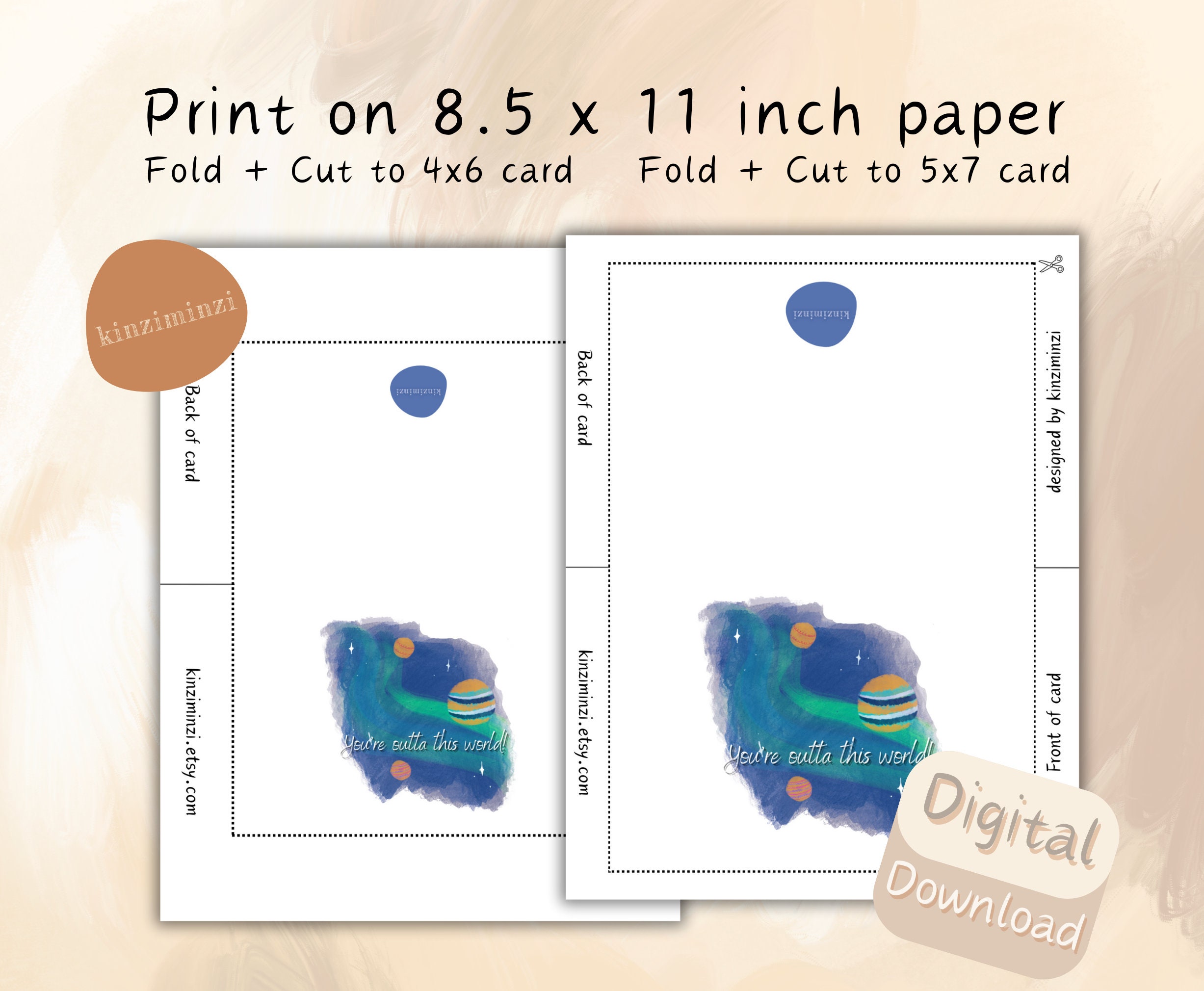 Printable You're Outta This World Greeting Card, Digital Card for Any ...