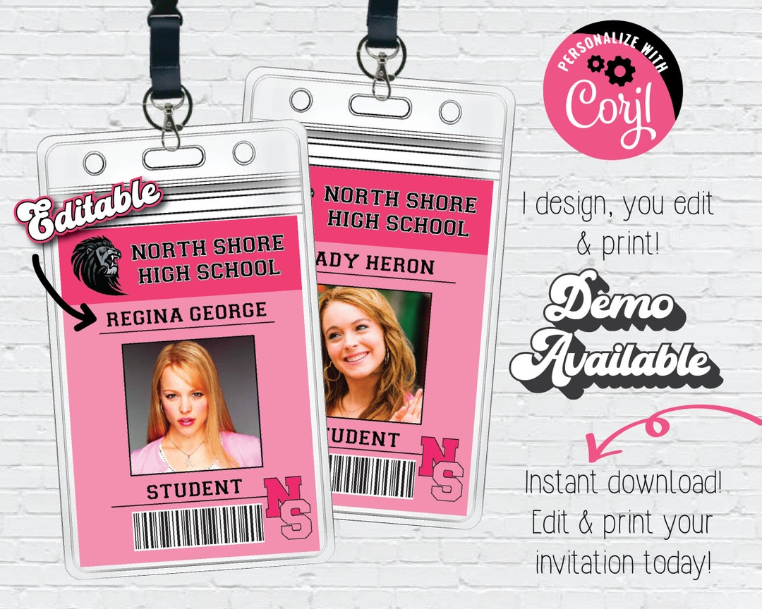 Mean Girls Inspired Printable Badges; Instant Download Mean Girls Party Lanyards;mean Girls ...