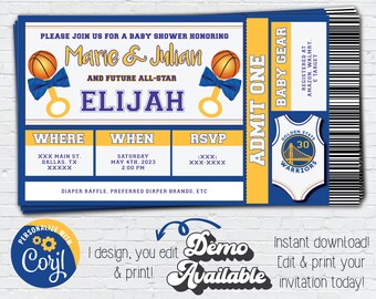Instant Download | Golden State Warriors Baby Shower Invitation | Basketball Baby Shower | Steph Curry Baby Shower | Editable Golden State