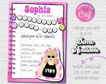 Editable Era Birthday Invitation Music Tour Movie Invite birthday Era party Invite Era Invitation Birthday Era