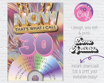 Editable Y2K CD Invitation | Back to the 2000s Party | Y2K Themed Birthday Party Digital Invitation | Instant Download CD Music Nostalgic
