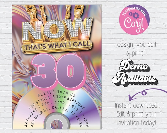 Editable Y2K CD Invitation | Back to the 2000s Party | Y2K Themed Birthday Party Digital Invitation | Instant Download CD Music Nostalgic