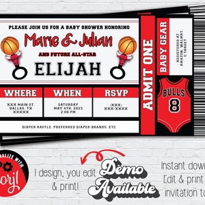 Download istantaneo Invito baby shower Chicago Bulls / Invito modificabile Bulls / Invito baby shower basket / Festa dei Chicago Bulls
