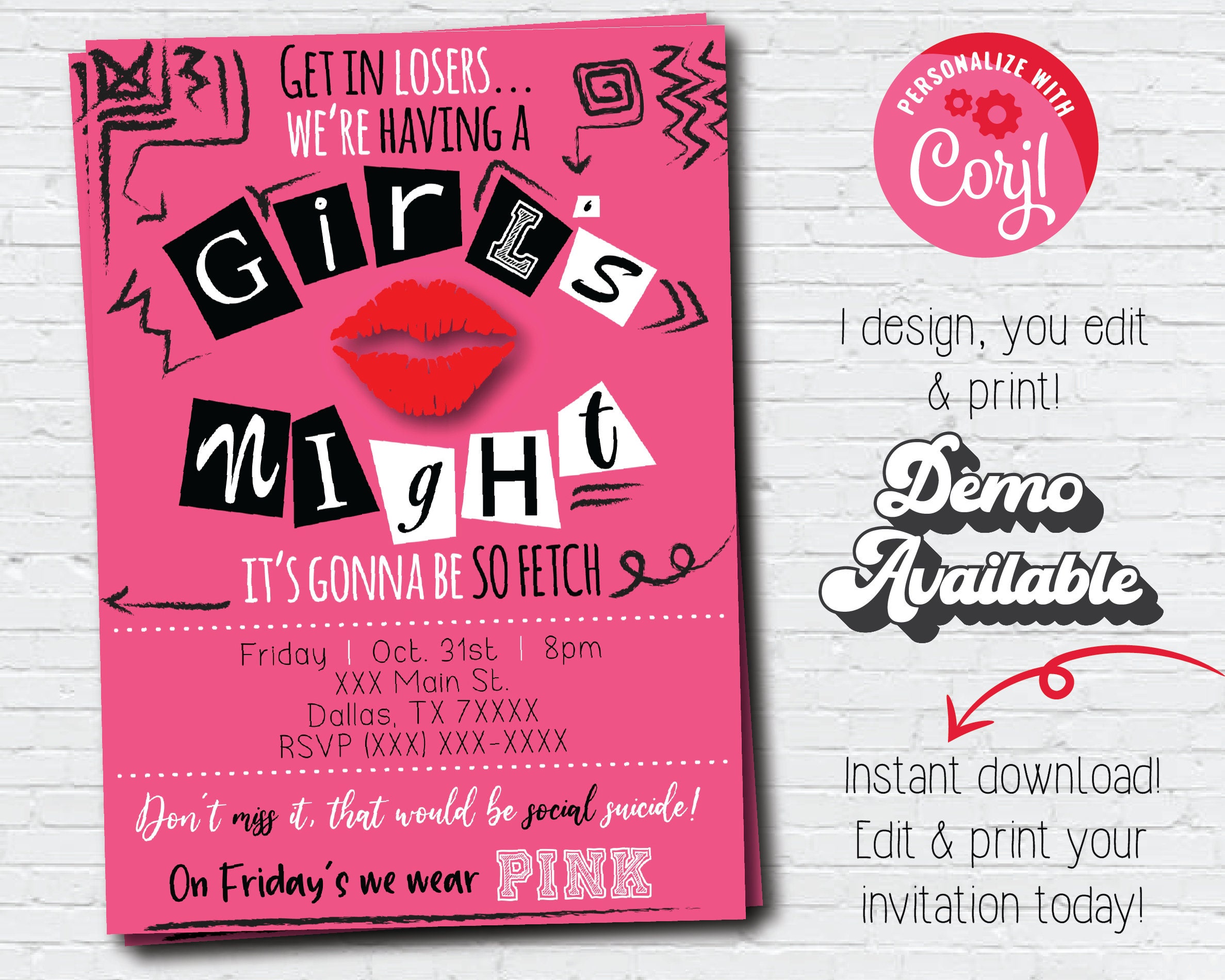 Mean Girls Party Posters Bundle X 10 Mean Girls Printable Party Signs Mean  Girls Party Decorations Mean Girls Flyer Instant Download 