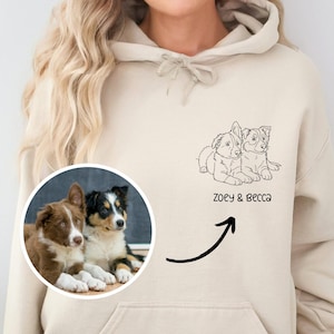 Custom Pet Portrait Hoodie, Personalized Dog Lover Gift, Dog Mom Hoodie, Pet Portrait Hooded Sweatshirt, Dog Owner Gift, Personalized Hoodie