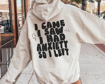 Sweat à capuche drôle d'anxiété, sweat-shirt sarcastique pour femme
