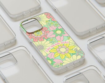 Bloemen iPhone-hoesje, retro iPhone-hoesje, aangepaste telefoonhoes voor iPhone 15 14 plus Pro Max, 13 Mini, 12, 11, schattig zomertelefoonhoesje met naam