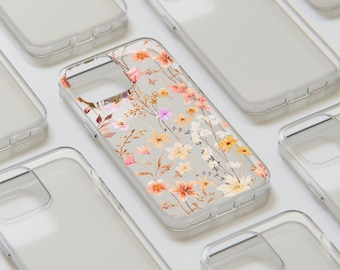 Coque pour iPhone à fleurs, coque de portable à fleurs, coque de portable personnalisée pour iPhone 15, 14 Plus Pro Max, 13 Mini, 12, 11, coque de portable esthétique avec nom