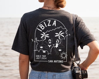 Camiseta personalizada para viagem de amigas a Ibiza, camiseta de viagem personalizada