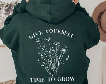 Wildflower Mental Health Hoodie, Dags att växa, Självvårdströja
