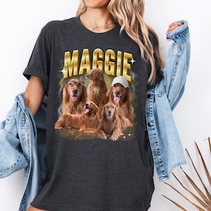 Custom Dog Shirt, Retro Dog Tshirt, Personalized Shirt for Dog Lovers, 90s Style Shirt, Custom Photo Shirt, Bootleg Shirt, Pet Owners Gift