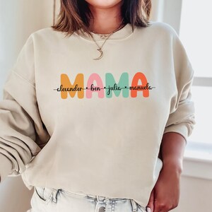 Mama Sweatshirt with Kids Names, Custom Mama Sweater, Mothers Day Gift, Personalized Gift for New Moms, Cute Mom Sweatshirt, Custom Mom Gift
