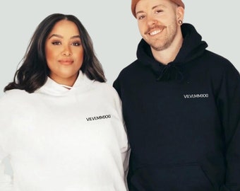 Pärchen Hoodie mit römischen Zahlen, personalisierter Couple Hoodie mit Datum, Partner Hoodie, Geschenk zum Jahrestag und Valentinstag