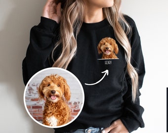 Pet Portrait Sweatshirt, Custom Dog Sweater, Personalized Dog Pullover, Custom Dog Mom Gift, Dog Lover Sweatshirt, Pet Photo Sweater