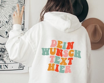 Aangepaste hoodie met retro rugprint, esthetische hoodie voor vrouwen met gepersonaliseerde tekst, trendy Y2K hoodie met woorden op rug, cadeau voor haar