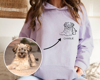 Hond moeder hoodie met aangepaste huisdier portret, gepersonaliseerde hondenliefhebber cadeau, huisdier portret hooded sweatshirt, hond eigenaar cadeau, gepersonaliseerde hoodie