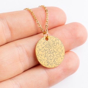 Collier carte des étoiles personnalisé, bijoux constellation, collier avec vrai ciel nocturne par lieu et date, joli cadeau d'anniversaire, cadeau pour couple