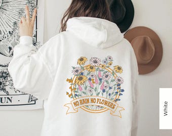 Felpa con cappuccio con grafica floreale, stampa botanica vintage, felpa comoda