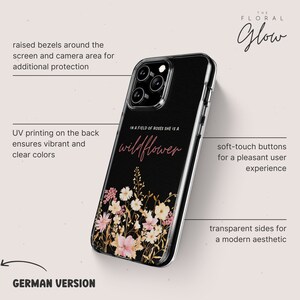 Floral iPhone Case, Flower Phone Case, Pink Phone Case for iPhone 15 14 Plus Pro Max, 13 Mini, 12, 11, Personalized iPhone Case, Aesthetic transparent/white