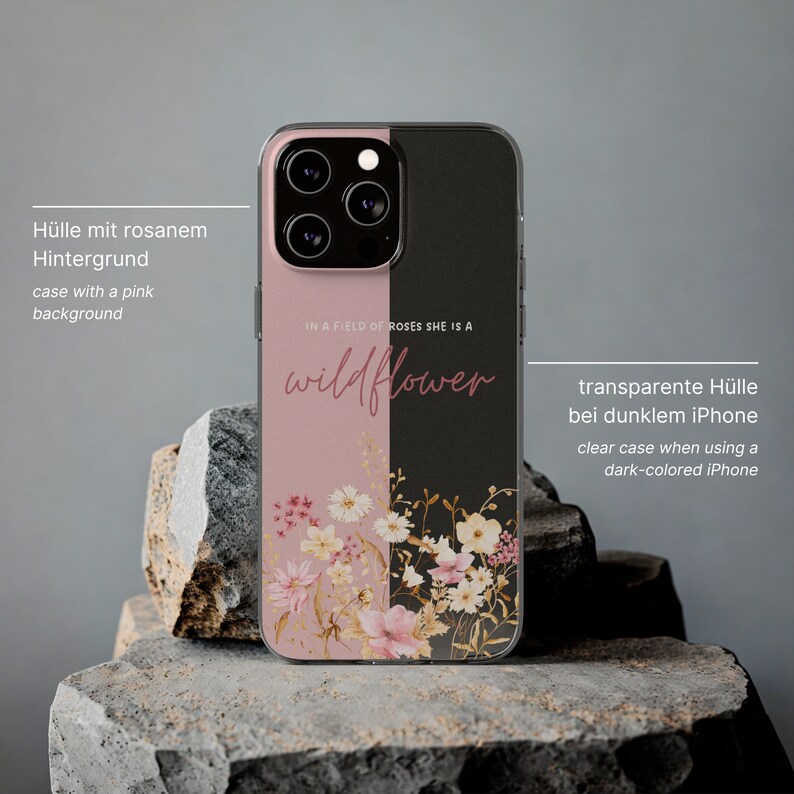 Floral iPhone Case, Flower Phone Case, Pink Phone Case for iPhone 15 14 Plus Pro Max, 13 Mini, 12, 11, Personalized iPhone Case, Aesthetic image 4