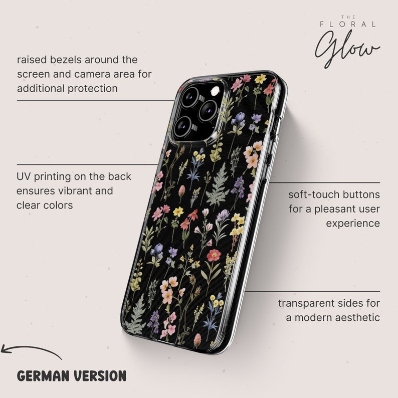 Floral iPhone Case, Flower Phone Case, Wildflowers Phone Case for iPhone 15 14 Plus Pro Max, 13 Mini, 12, 11, Trendy Aesthetic Phone Case image 9