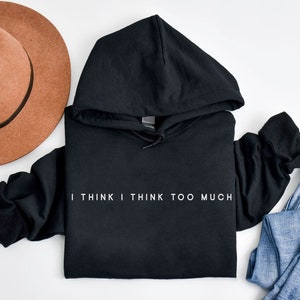 Minimalistisk Breathe Back Print Hoodie, Överdimensionerad Mental Health Sweatshirt, Overthinker-tröja bild 4