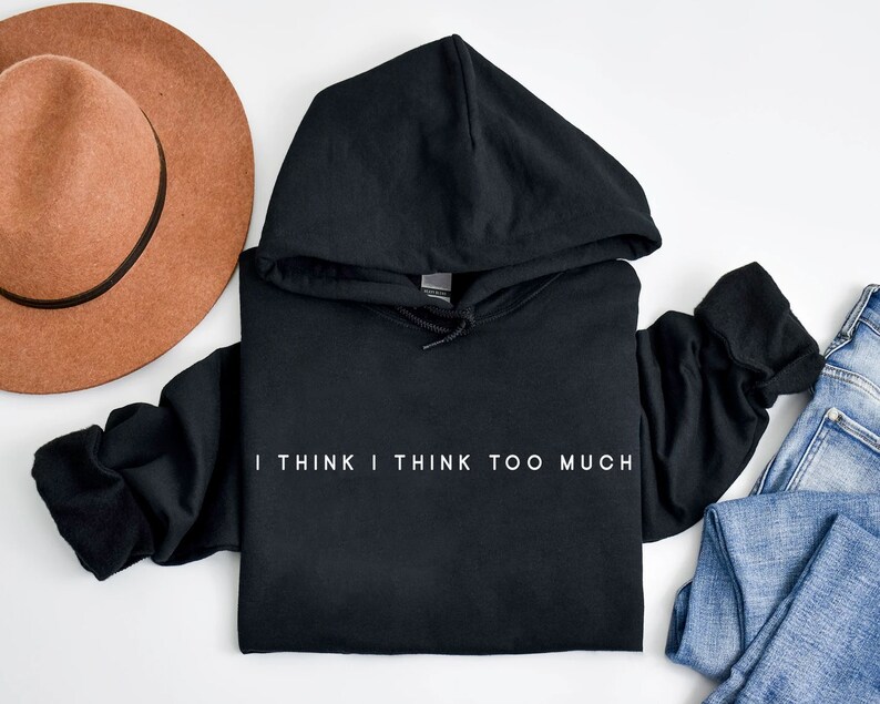 Minimalistisk Breathe Back Print Hoodie, Överdimensionerad Mental Health Sweatshirt, Overthinker-tröja bild 4