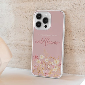 Floral iPhone Case, Flower Phone Case, Pink Phone Case for iPhone 15 14 Plus Pro Max, 13 Mini, 12, 11, Personalized iPhone Case, Aesthetic rose background