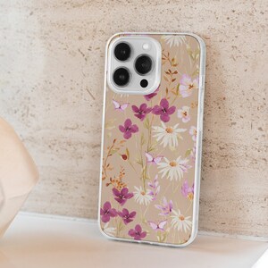 Floral iPhone Case, Flower Phone Case, Personalized Phone Case for iPhone 15 14 Plus Pro Max, 13 Mini, 12, 11, Aesthetic Phone Case w/ Name image 2