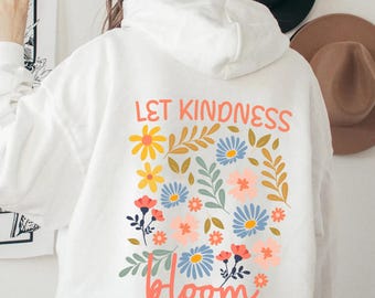 Hoodie met bloemenprint, Kindness Bloom, boho-botanisch sweatshirt