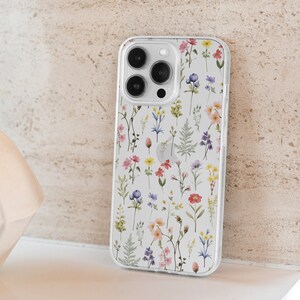Floral iPhone Case, Flower Phone Case, Wildflowers Phone Case for iPhone 15 14 Plus Pro Max, 13 Mini, 12, 11, Trendy Aesthetic Phone Case image 2