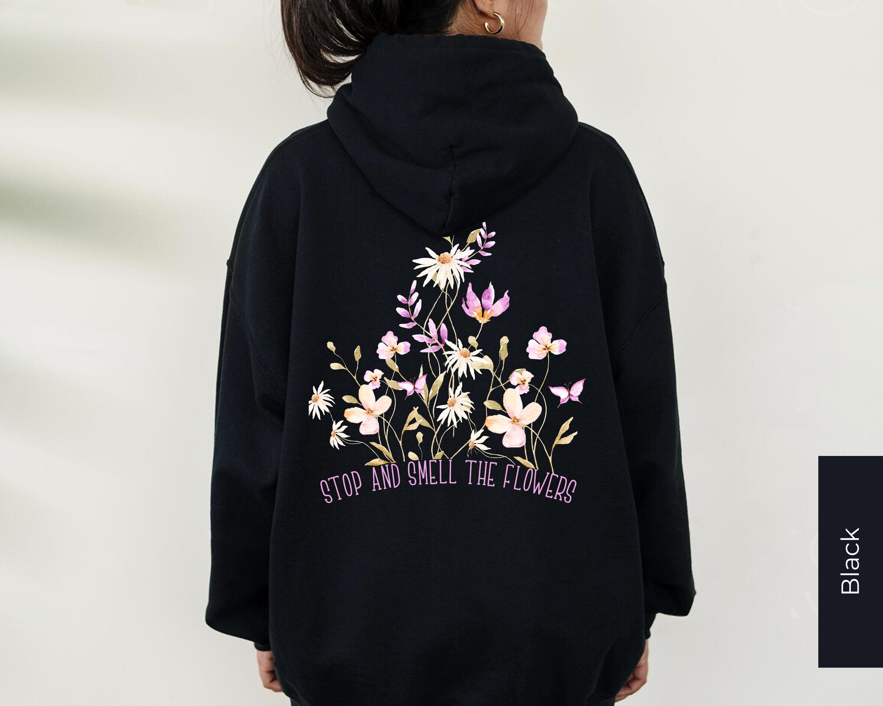 Floral Hoodie, Flower Hooded Sweatshirt, Floral Print, Green Floral Hoodie, Flower Hooded Sweatshirt, Floral Print, Green