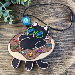 Car Freshie | Air Freshener | Freshy | Cat on Donut Floatie | Summer | Kitty Cat