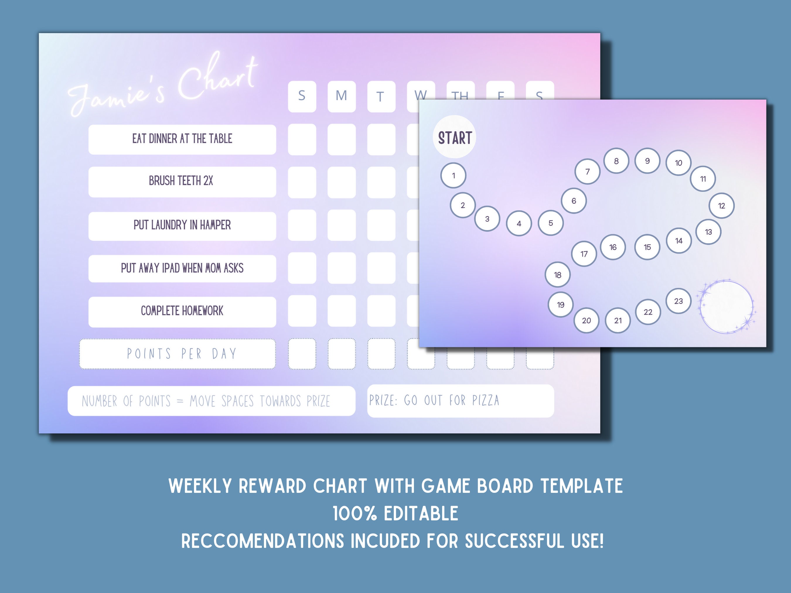 Reward Chart, Behavior Chart Template, Daily Chore Chart, Kids Chore