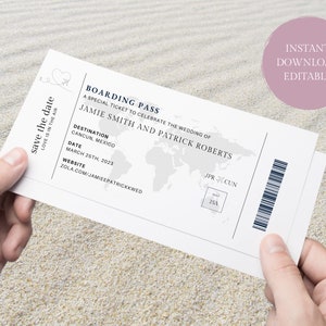 Boarding Pass Save the Date, Destination Wedding Save the Date