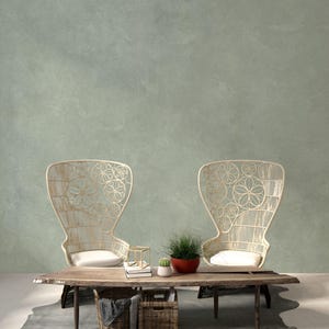Limewash Sage Green wallpaper, green neutral wall art. Peel and stick, removable. Faux Texture Wallpaper, boho. Aesthetic Wallpapers.