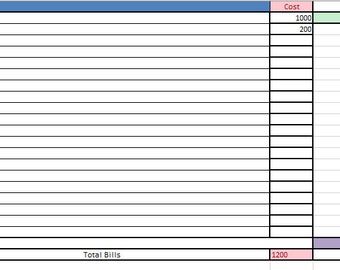 Schnelle und einfache Excel Budget-Tabelle, mit eingebauten Formeln.
