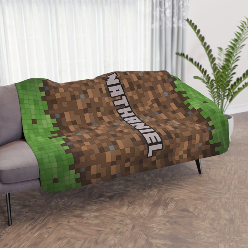 Personalized Minecraft Blanket, Custom Name Blanket, Pixelcraft Throw