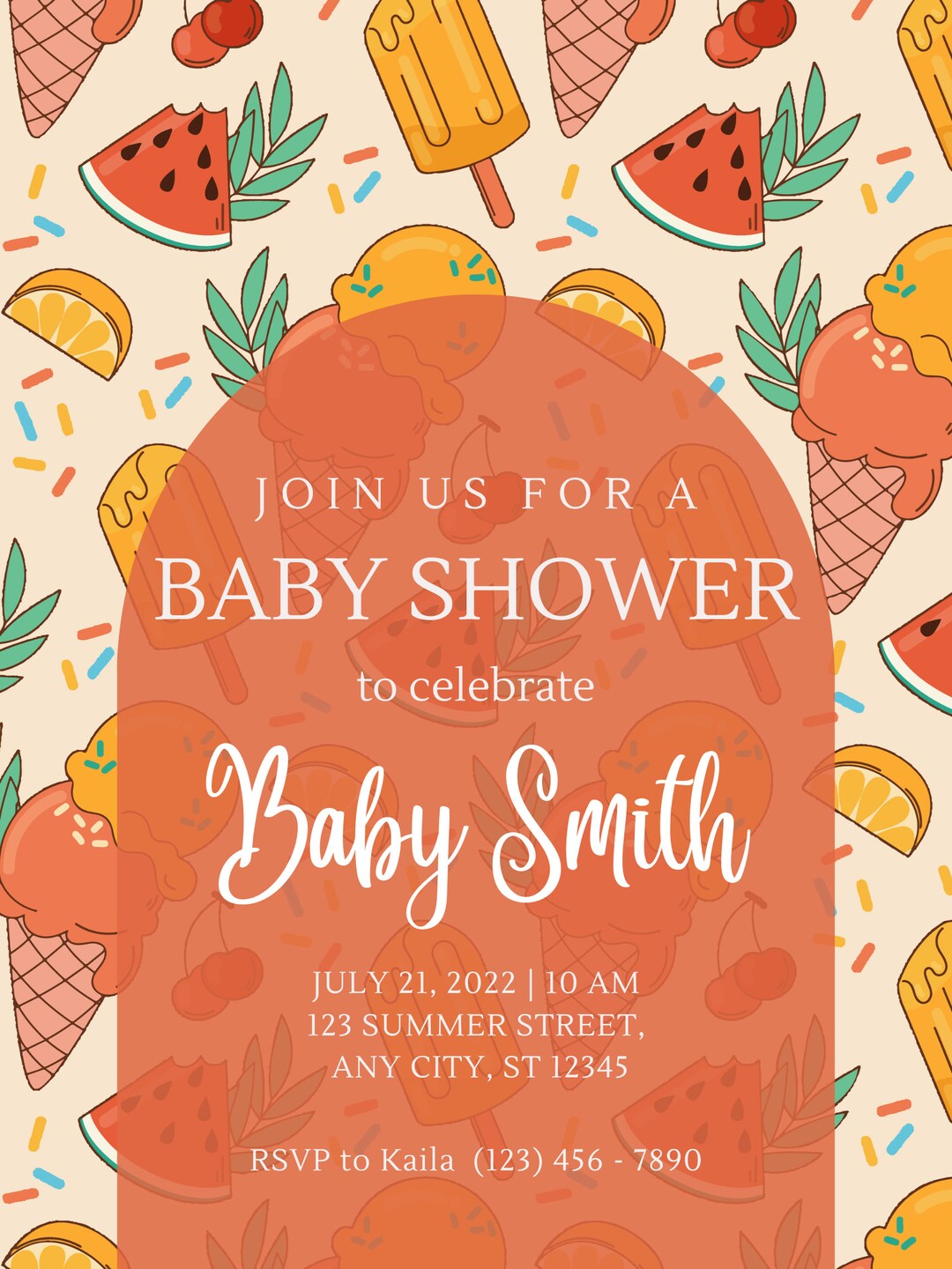 EDITABLE Summer Themed Baby Shower Invitation Template Etsy
