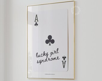 Lucky Girl Syndrome Print Trendy Wall Art Aesthetic Wall Art Prints Lucky You Trendy Printable Art Retro Print Preppy Wall Art Retro Decor