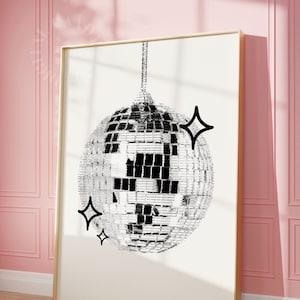 Disco Ball Print | Trendy Wall Art Aesthetic | Disco Wall Art | Retro Wall Art | Funky Print | Disco Print | Bar Cart Art | Disco Decor