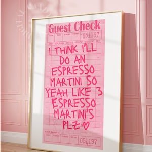 Espresso Martini Gast Check Print Trendy Wandkunst Gast Check Poster Preppy Wall Art Trendy druckbare Kunst Retro Cocktail Print Bar Cart Art