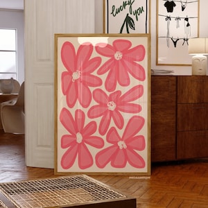 Impresiones de arte de pared rosa, póster estético, decoración de dormitorio femenino, impresiones de flores para pared y carteles Retro (sin marco), decoración de pared, carteles de dormitorio enviados