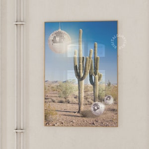 Desert Disco Poster Trendy Wall Art Disco Cactus Decor Western Print Trendy Wall Art Prints Aesthetic Retro Wall Art Preppy Prints Cactus