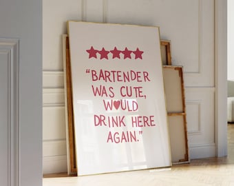 Trendy Prints And Posters Bar Cart Decor Bartender Was Cute Housewarming Gift Ideas (Unframed) Kitchen Wall Art Aesthetic Wall Decor Cute