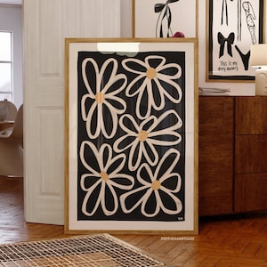 Digital Prints Trendy Wall Art Print Aesthetic Posters Boho Flower Wall Decor Gallery Wall Printables Bedroom Wall Prints Black And White