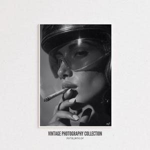 Vintage Racing Poster Black And White Trendy Wall Art Printable Fashion Decor Girly Bedroom Retro Art Prints Apartment 90s Aesthetic #V004